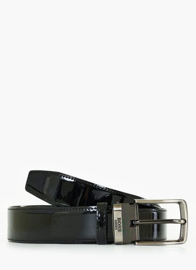 Ανδρικές Ζώνες VB017.Pat Μαύρο Δέρμα Λουστρίνι Boss shoes