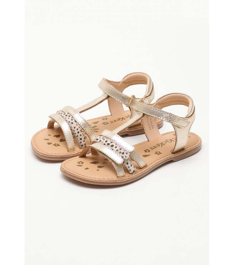 Kids Flip Flops & Sandals Diamanto.2 Gold Leather Kickers