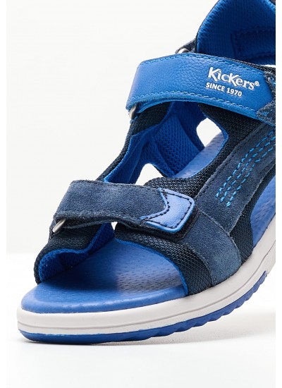 Kids Flip Flops & Sandals Kawa Blue ECOleather Kickers