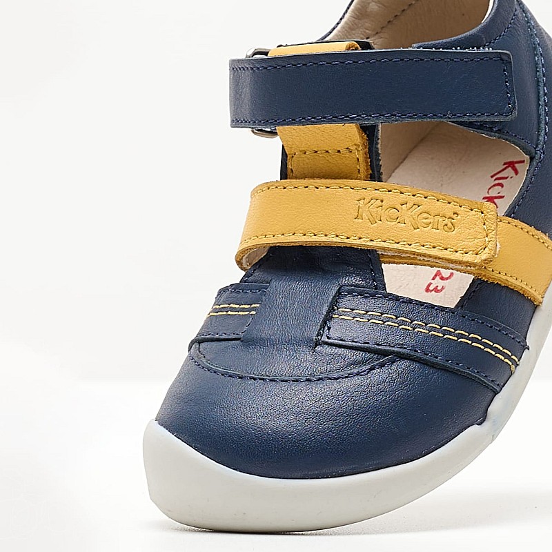 Kids Flip Flops & Sandals Waffel.B Blue Leather Kickers