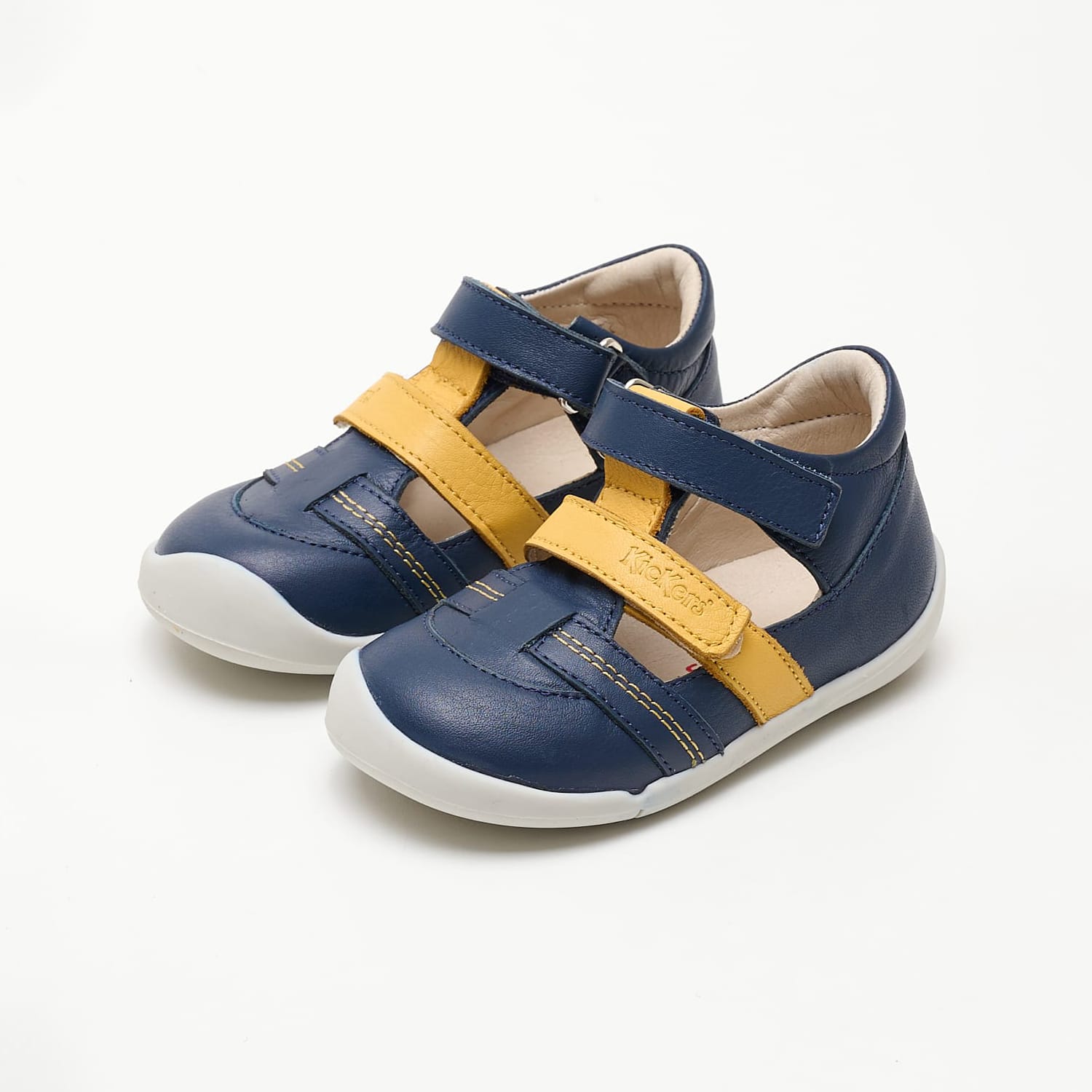 Kids Flip Flops & Sandals Waffel.B Blue Leather Kickers Kids Flip Flops & Sandals Waffel.B Blue Leather Kickers