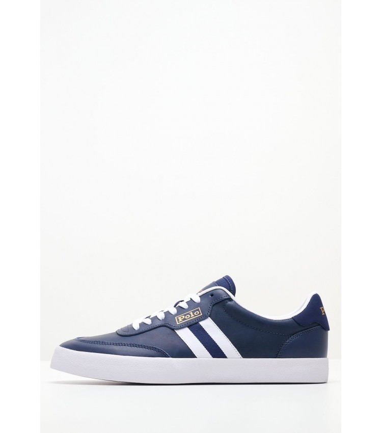 Men Casual Shoes Court.Sneaker Blue Leather Ralph Lauren