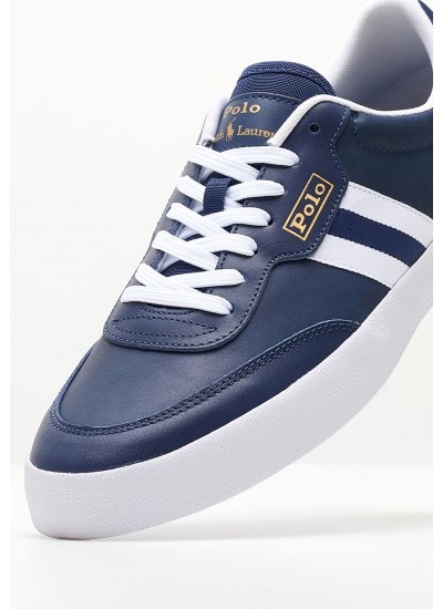 Men Casual Shoes Court.Sneaker Blue Leather Ralph Lauren