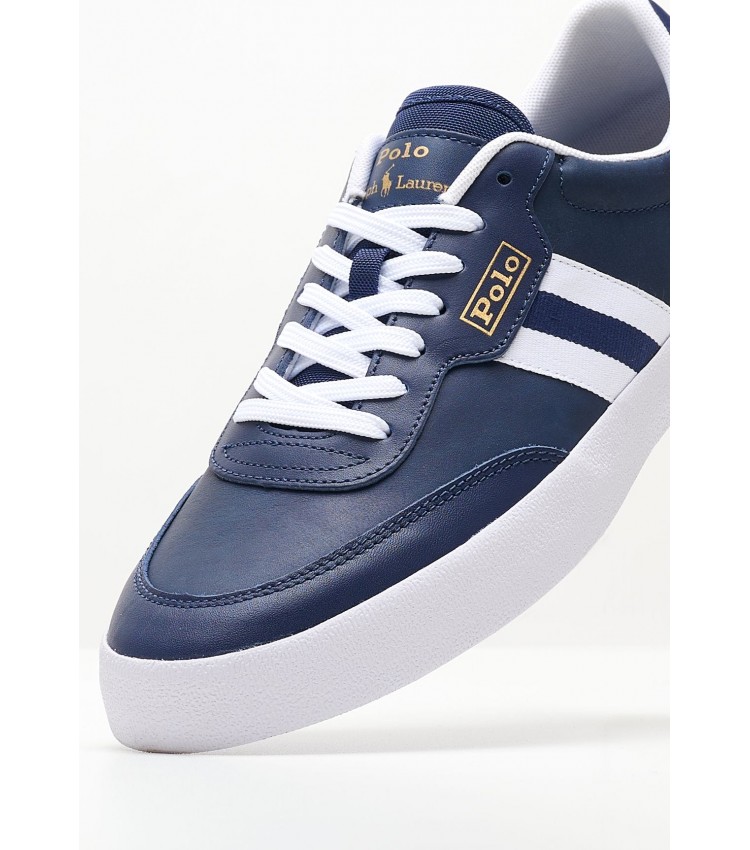 Men Casual Shoes Court.Sneaker Blue Leather Ralph Lauren