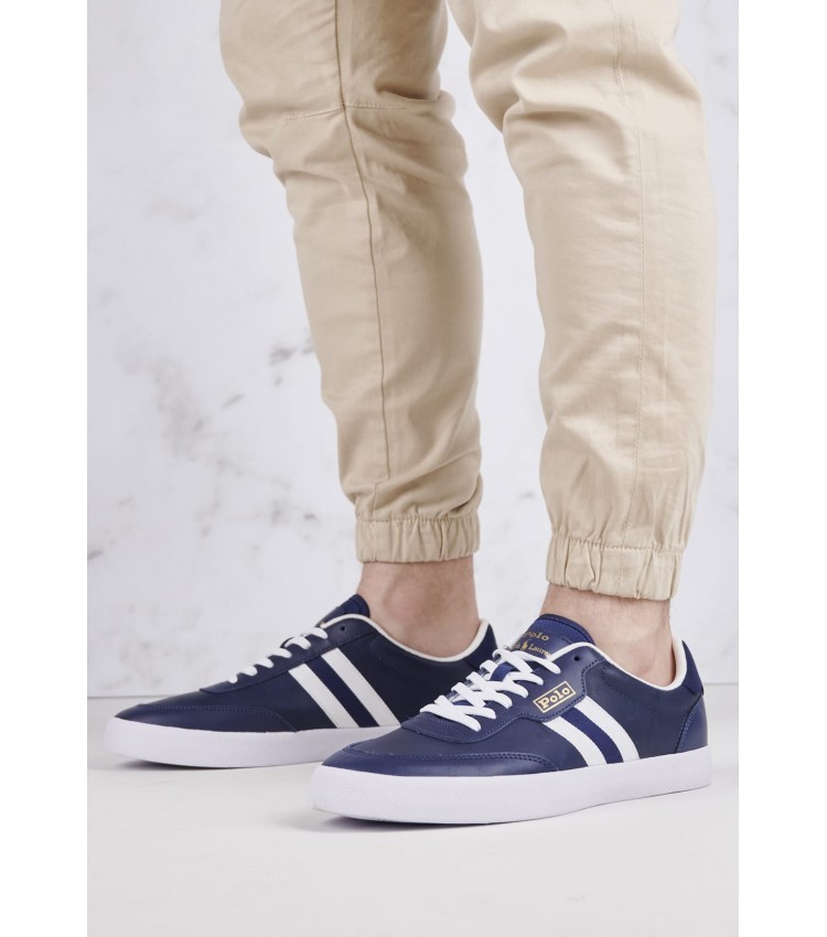 Ανδρικά Παπούτσια Casual Court.Sneaker Μπλε Δέρμα Ralph Lauren