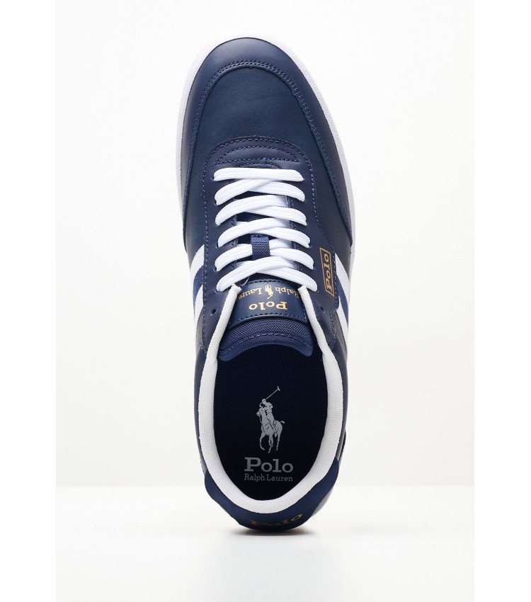 Men Casual Shoes Court.Sneaker Blue Leather Ralph Lauren