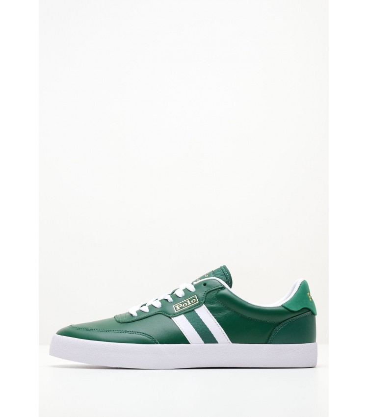 Men Casual Shoes Forest.Court Green Leather Ralph Lauren