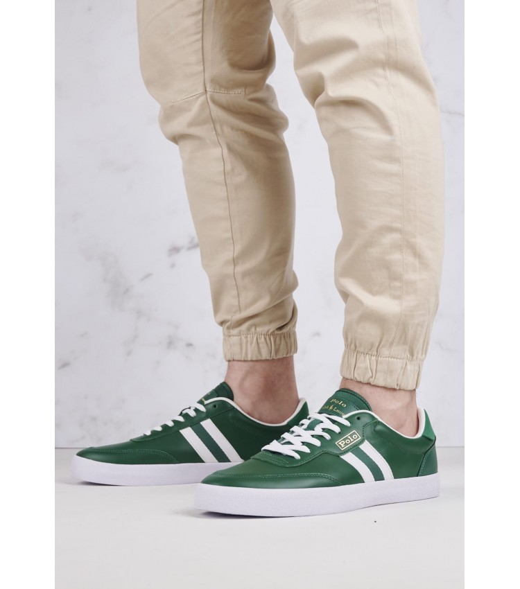 Men Casual Shoes Forest.Court Green Leather Ralph Lauren