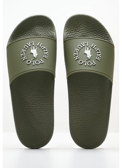 Men Flip Flops & Sandals P.Slide Green Rubber Ralph Lauren