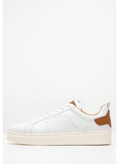 Ανδρικά Παπούτσια Casual Track.Runner Άσπρο Δέρμα Καστόρι Tommy Hilfiger