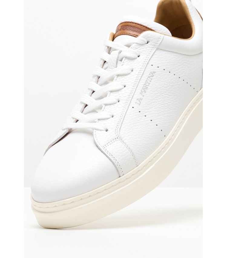 Men Casual Shoes 231050 White Leather La Martina