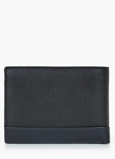 Men Wallets Esteban Black Leather La Martina