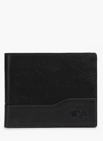 Men Wallets Esteban Black Leather La Martina