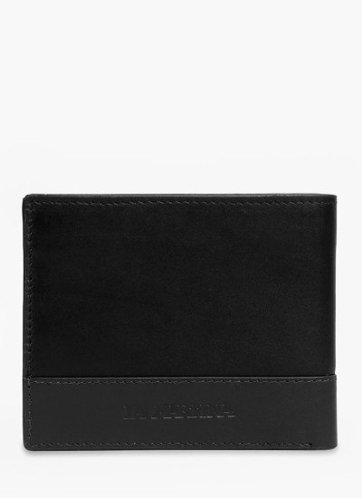 Men Wallets Esteban Black Leather La Martina