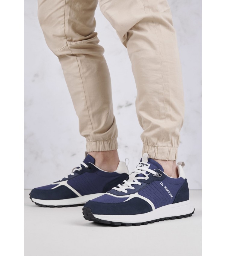 Men Casual Shoes M231010 Blue Buckskin La Martina