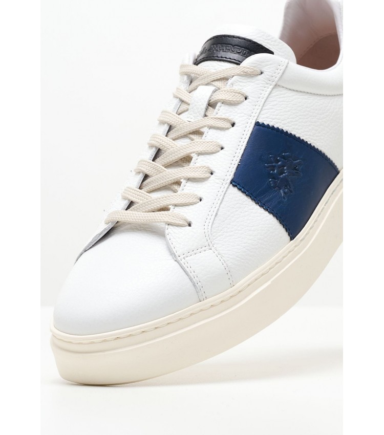 Men Casual Shoes M231052 White Leather La Martina