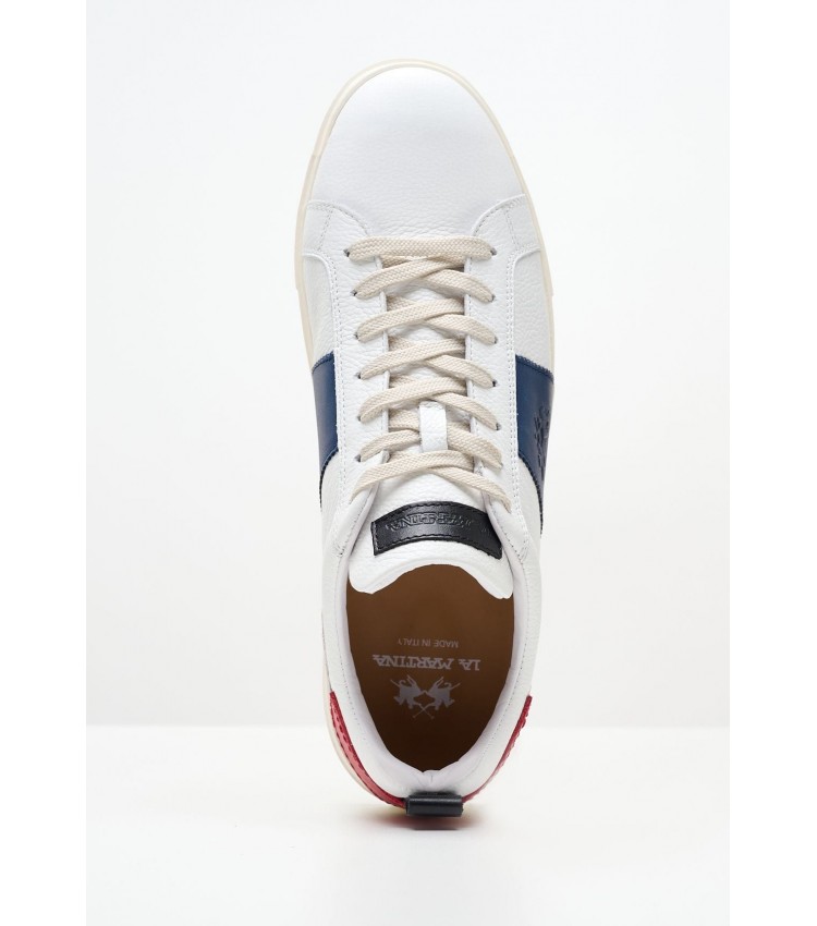 Men Casual Shoes M231052 White Leather La Martina