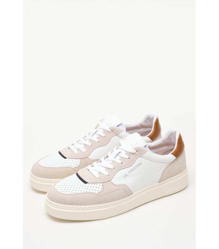 Men Casual Shoes M231053 White Leather La Martina