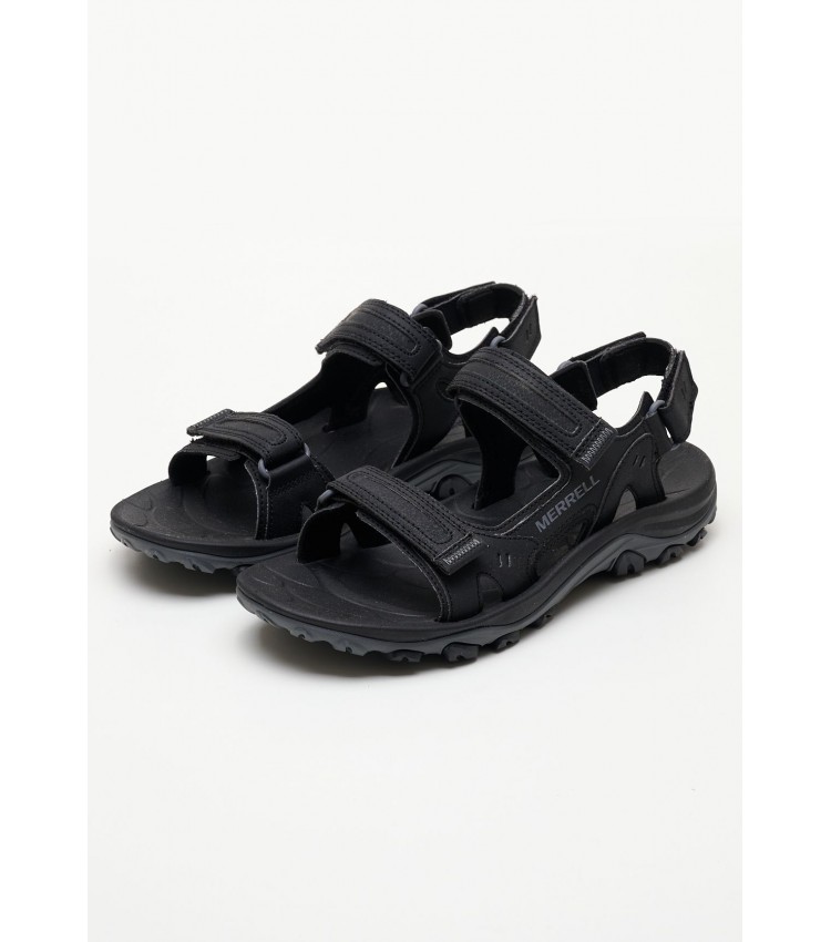 Men Flip Flops & Sandals Huntington Black Oily Leather Merrell