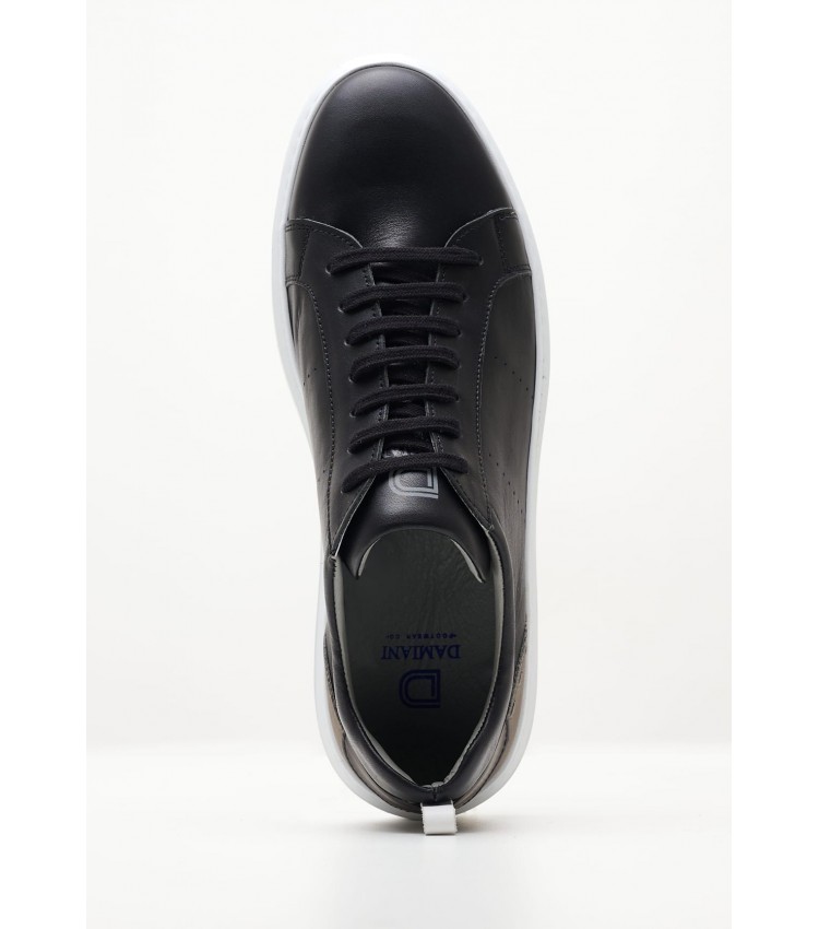 Men Casual Shoes 3402 Black Leather Damiani