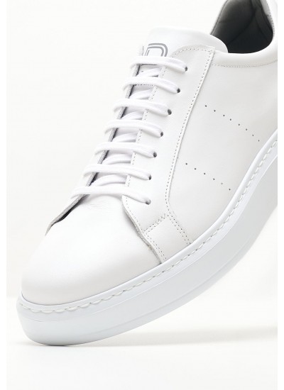 Men Casual Shoes 3402 White Leather Damiani