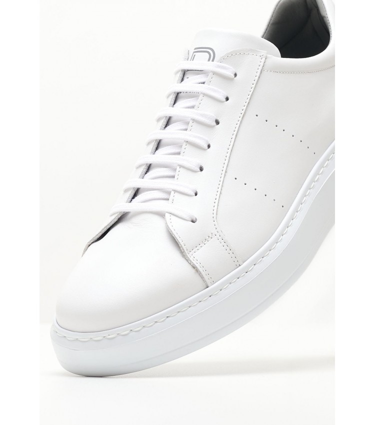 Men Casual Shoes 3402 White Leather Damiani