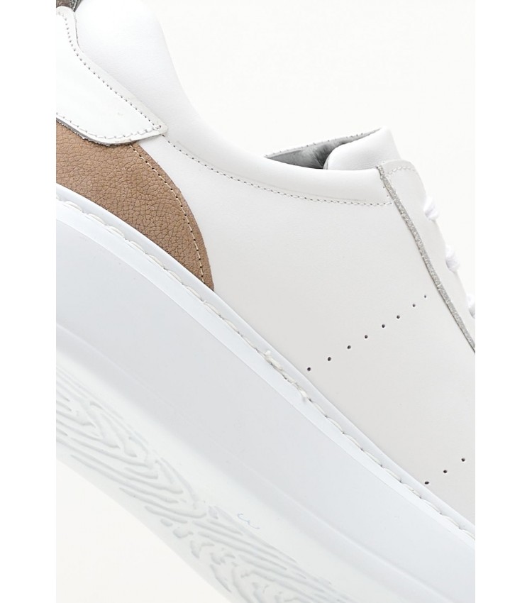 Men Casual Shoes 3402 White Leather Damiani