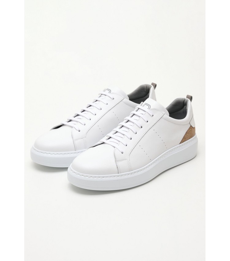 Men Casual Shoes 3402 White Leather Damiani