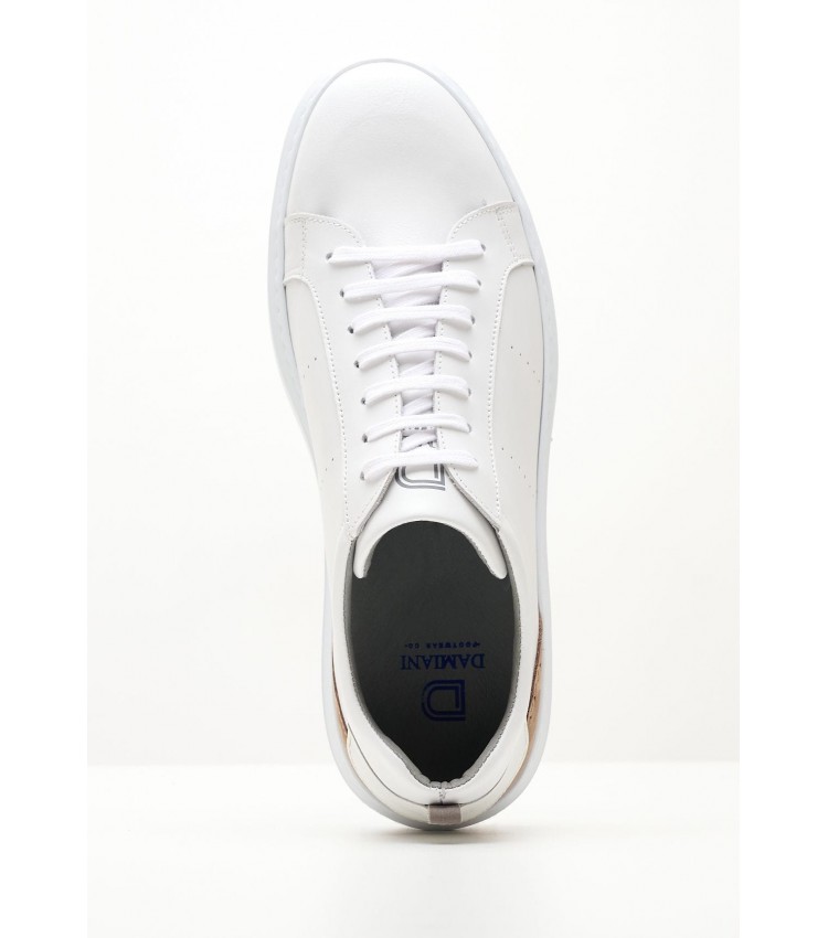 Men Casual Shoes 3402 White Leather Damiani