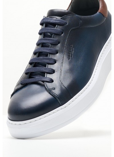 Men Casual Shoes 3406 Blue Leather Damiani