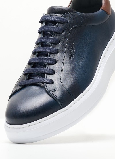 Men Casual Shoes 3406 Blue Leather Damiani