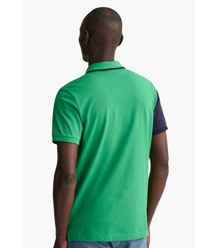 Men T-Shirts Diagonal Green Cotton GANT