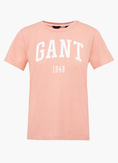Γυναικείες Μπλούζες - Τοπ Log.Ss Πορτοκαλί Βαμβάκι GANT