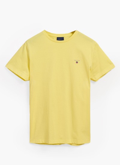 Ανδρικές Μπλούζες Original.Ss1 Κίτρινο Βαμβάκι GANT