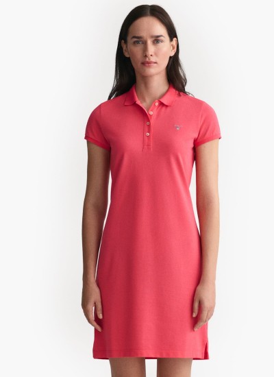 Γυναικεία Φορέματα - Ολόσωμες Φόρμες Pique.Dress Ροζ Βαμβάκι GANT