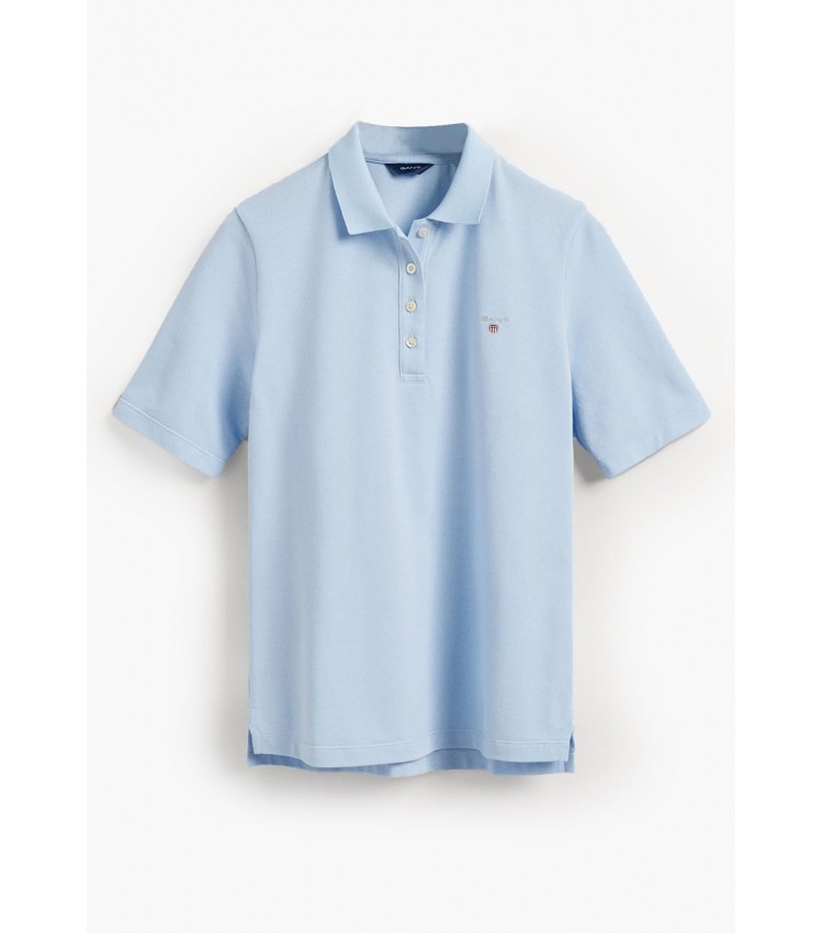 Women T-Shirts - Tops Polo.Original Blue Cotton GANT