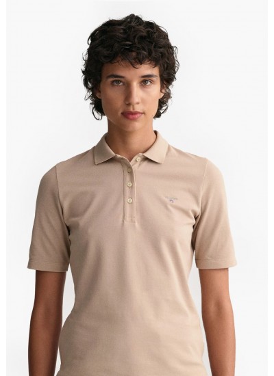 Women T-Shirts - Tops Polo.Original Beige Cotton GANT