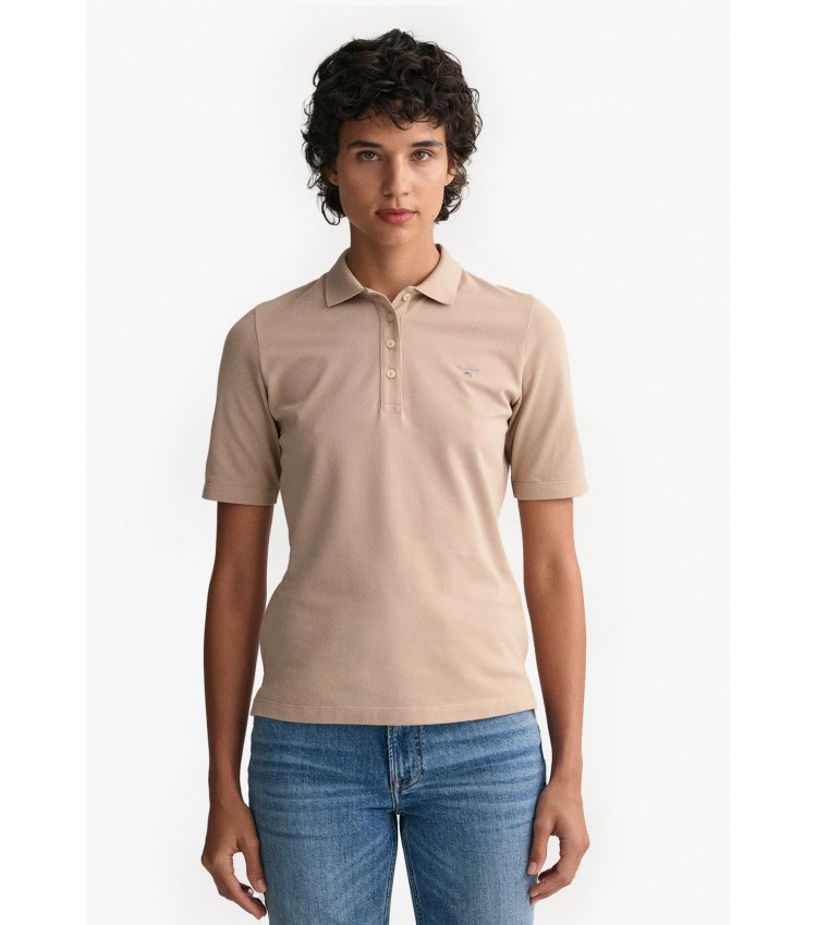 Women T-Shirts - Tops Polo.Original Beige Cotton GANT