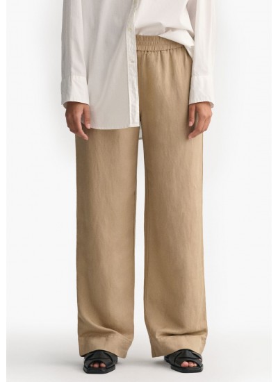 Women Trousers Pull.On Beige Linen GANT