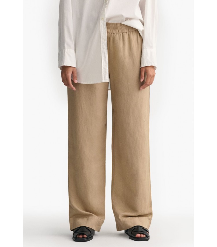 Women Trousers Pull.On Beige Linen GANT