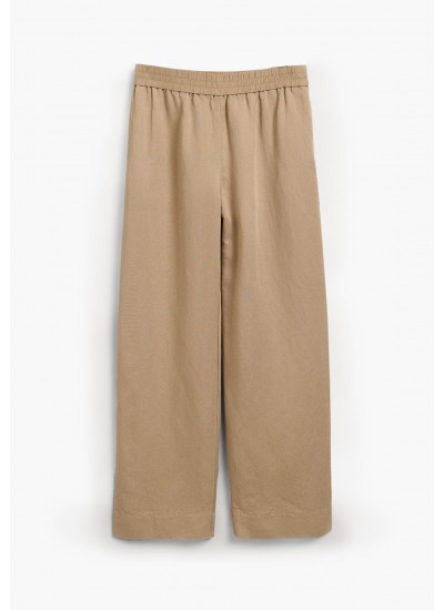 Women Trousers Pull.On Beige Linen GANT