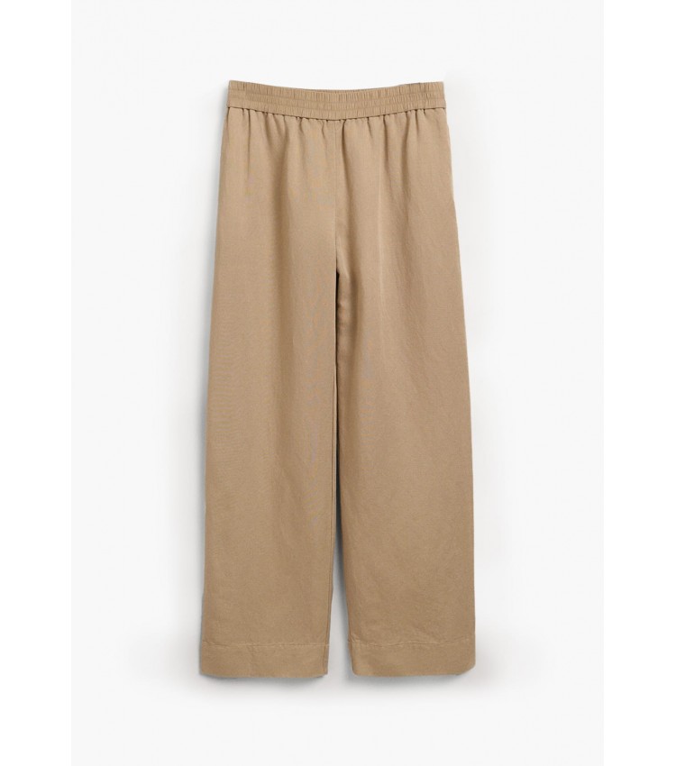 Women Trousers Pull.On Beige Linen GANT