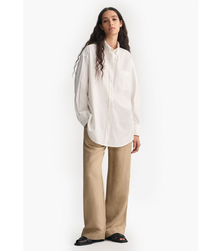 Women Trousers Pull.On Beige Linen GANT