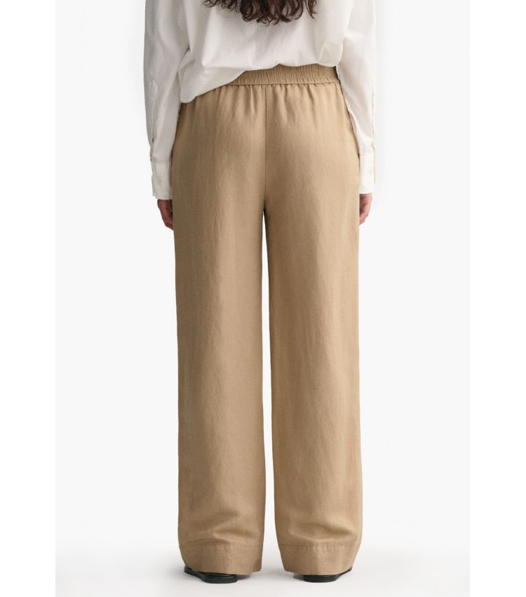 Women Trousers Pull.On Beige Linen GANT