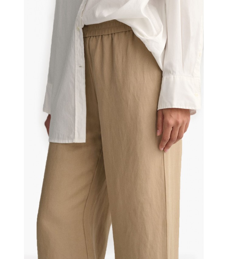 Women Trousers Pull.On Beige Linen GANT