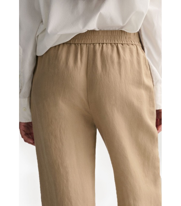 Women Trousers Pull.On Beige Linen GANT