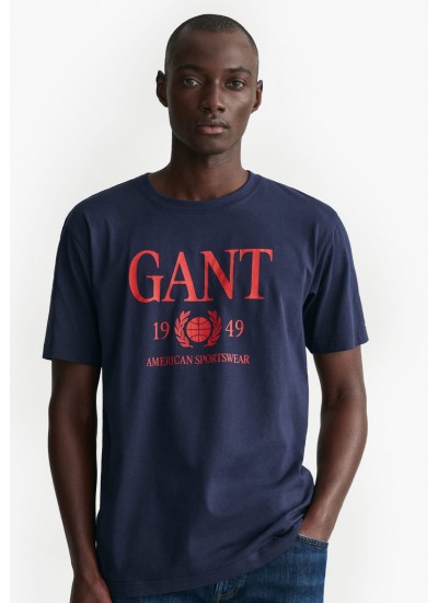 Ανδρικές Μπλούζες Retro.Crest Σκούρο Μπλε Βαμβάκι GANT