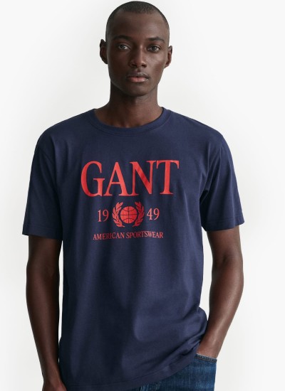 Ανδρικές Μπλούζες Retro.Crest Σκούρο Μπλε Βαμβάκι GANT