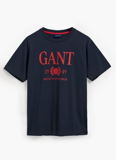 Ανδρικές Μπλούζες Retro.Crest Σκούρο Μπλε Βαμβάκι GANT