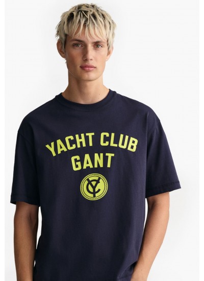 Men T-Shirts Yacht.Jersey DarkBlue Cotton GANT